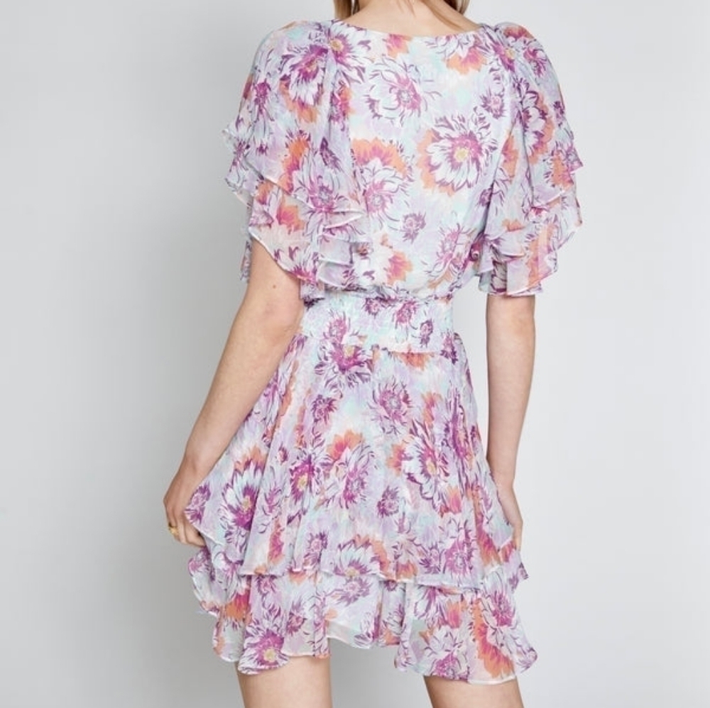 Gilner Farrar Finley dress kaleidoscope floral v neck mini sz S